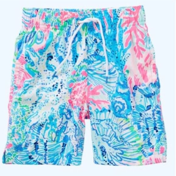 Lilly Pulitzer Swim Lilly Pulitzer Boys Junior Capri Trunk Multi Colored Sink Or Swim Print